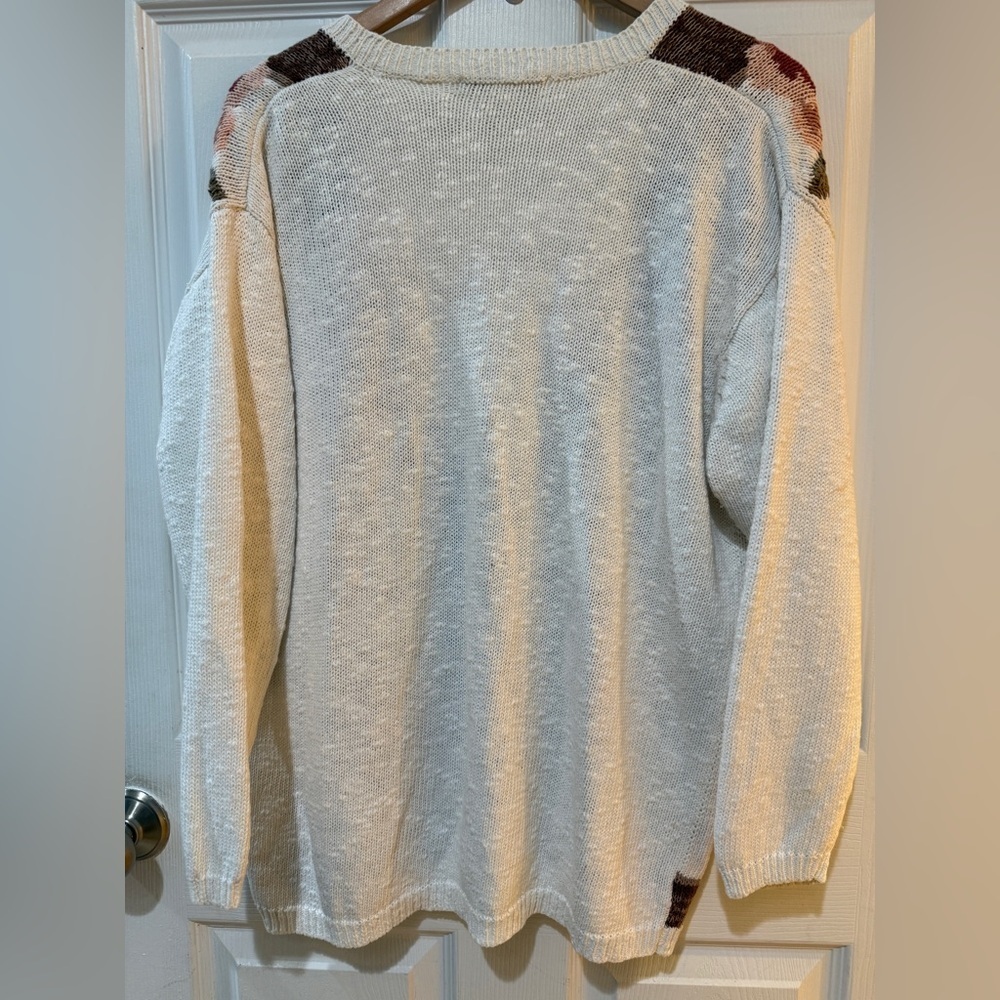 VTG LISE J Women's Floral Knit Cardigan Cream Brown Pink Grandma Cottage Prarie - Picture 6 of 6